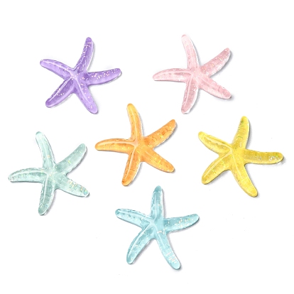 Cabochons d'animaux marins en résine translucide, étoile de mer scintillante