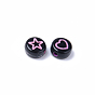 Opaque Acrylic Beads, Flat Round with Star & Heart & Moon & Flower