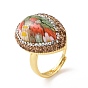 Регулируемая капля лэмпворк с цветочным кольцом со стразами, золотые латунные счастливые украшения для женщин
