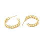 Brass Curb Chains Shape Stud Earrings, Half Hoop Earrings for Women, Cadmium Free & Nickel Free & Lead Free