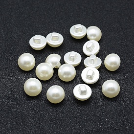 ABS Plastic Imitation Pearl Shank Buttons, Half Round