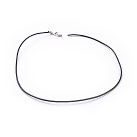 Imitation Leather Necklace Cord, Black, 1.5mm thick, 17.5 inch long