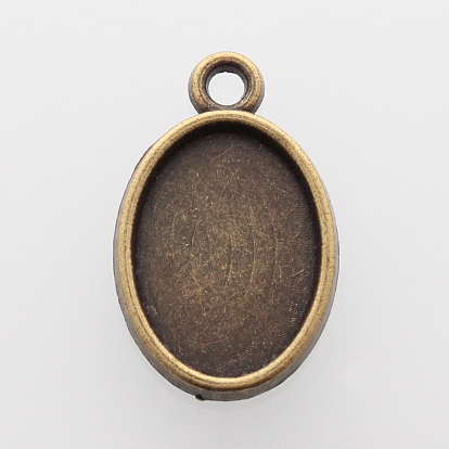 Oval Alloy Pendant Cabochon Settings, Double-sided Tray, Cadmium Free & Nickel Free & Lead Free