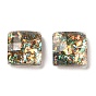 Resin Imitation Opal Cabochons, Single Face Faceted, Square