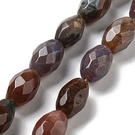 Natural Indian Agate Beads Strands, Faceted Rice