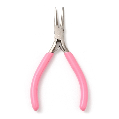 Steel Jewelry Pliers with Plastic Handle Covers, Round Nose Pliers, Ferronickel