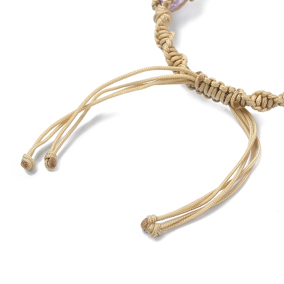 Bracelets de perles tressés en cristal de quartz naturel teint, pochette macramé fil nylon bracelet réglable pour femme