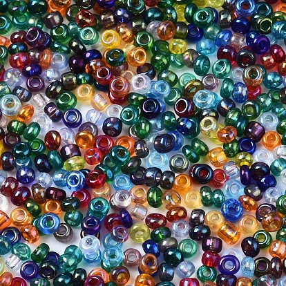 Glass Round Seed Beads, Transparent Colours Rainbow, Round Hole