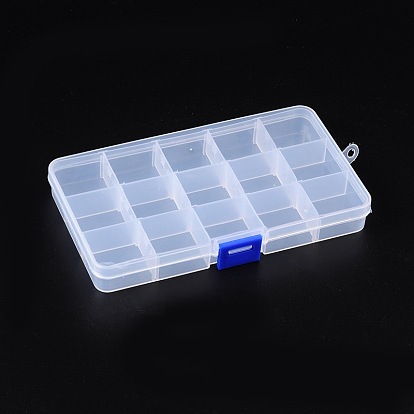 Recipientes de almacenamiento de cuentas de plástico, caja divisoria ajustable, 10.5x18x2.2 cm