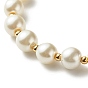 Colliers de perles de verre de perles, avec 304 chaînes trombones en acier inoxydable et breloques cœur, or