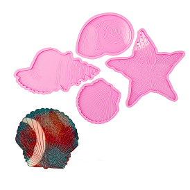 Moules en silicone pour tapis de tasse en forme de coquille/escargot/étoile de mer, moules de dessous de verre en résine, pour la résine UV, fabrication artisanale de résine époxy
