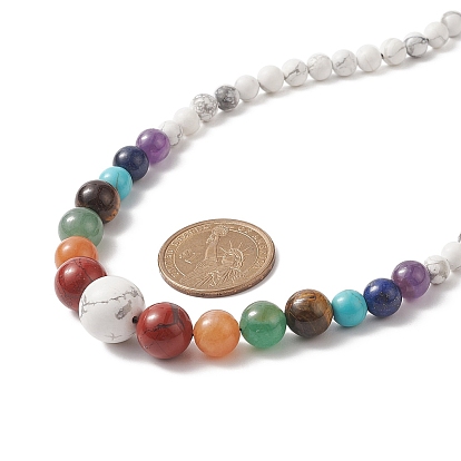 Ожерелье из бисера из натуральных и синтетических смешанных драгоценных камней для женщин