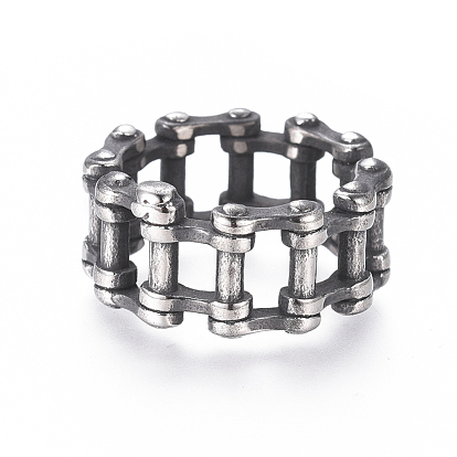 304 широкие кольца из нержавеющей стали в стиле стимпанк, форма велосипедной цепи