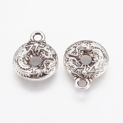 Alloy Charms, Disc with Dragon