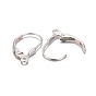 925 Sterling Silver Leverback Hoop Earring Findings, 16x9x3mm, Hole: 1mm