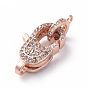 Brass Micro Pave Cubic Zirconia Lobster Claw Clasps, with Bail Beads/Tube Bails, Clear