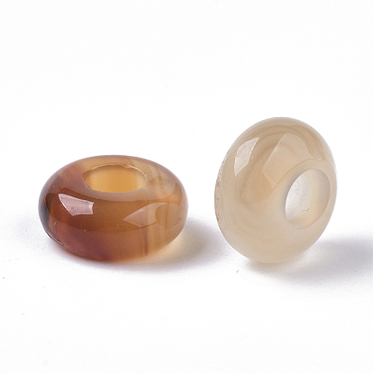 Perles européennes agate, Perles avec un grand trou   , teints et chauffée, rondelle