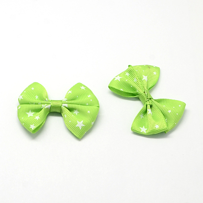 Handmade Woven Costume Accessories, Star Printed Grosgrain Bowknot, 56x43x8mm, about 200pcs/bag