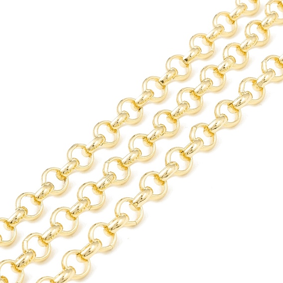Rack Plating Brass Rolo Chains, Long-Lasting Plated, Cadmium Free & Nickel Free & Lead Free, Unwelded, with Spool