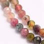 Natural Tourmaline Beads Strands, Faceted, Round