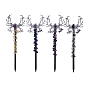 Triple Moon Gemstone Magic Wand, Party Decorations, Antique Silver