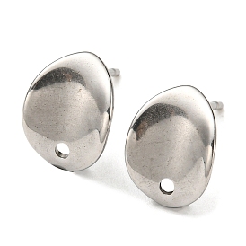 304 accessoires de boucle d'oreille en acier inoxydable, ovale ondulé
