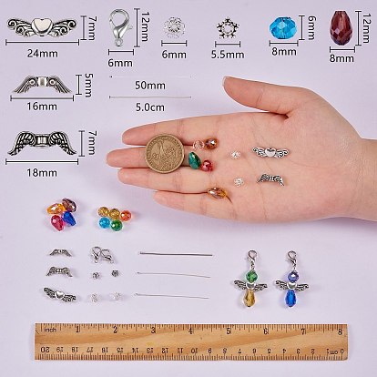 DIY Jewelry Making Finding Kit, Including Glass Beads, Alloy Beads & Lobster Claw Clasps & Bead Caps, Iron Bead Caps & Pins, Brass Head Pins