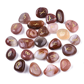 Natural Carnelian Beads, Tumbled Stone, Healing Stones for Chakras Balancing, Crystal Therapy, Meditation, Reiki, Divination Stone, No Hole/Undrilled, Nuggets with Runes/Futhark/Futhorc