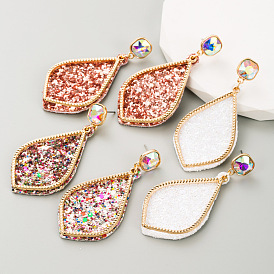 Colorful Glass Earrings with Alloy, Fashionable and Luxurious Jewelry for Women
