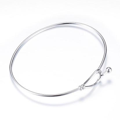 304 Stainless Steel Bangles, with 201 Stainless Steel Beads