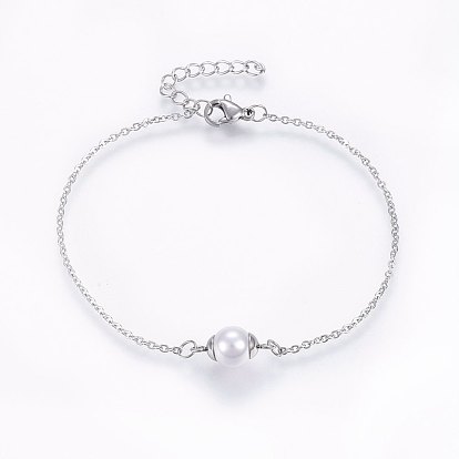 304 définit bijoux en acier inoxydable, colliers, boucles d'oreilles et bracelets, avec des perles acryliques