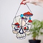 Crâne acrylique teinté d'Halloween avec plan de fenêtre d'art champignon, pour les attrape-soleil, ornements suspendus pour fenêtre et maison