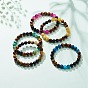 Bracelet extensible perles rondes agate naturelle & oeil de tigre & onyx noir, bijoux en pierres précieuses pour femmes