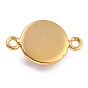 Golden Plated Brass Enamel Links Connectors, Long-Lasting Plated, Flat Round with Evil Eye