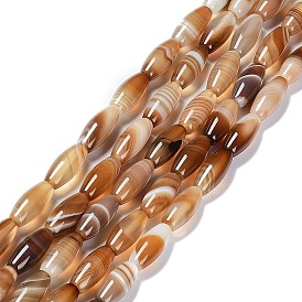 Natural Banded Agate Beads Strands, Rice