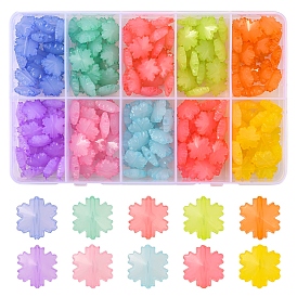 200Pcs 10 Colors Imitation Jelly Acrylic Beads, Faceted, Snowflake