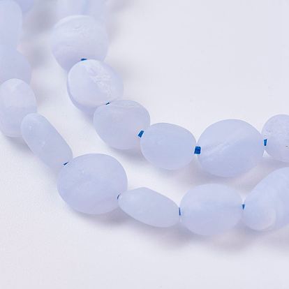 Naturelles agate bleue de lacet brins de perles, givré, nuggets