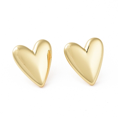Brass Heart Stud Earrings for Women