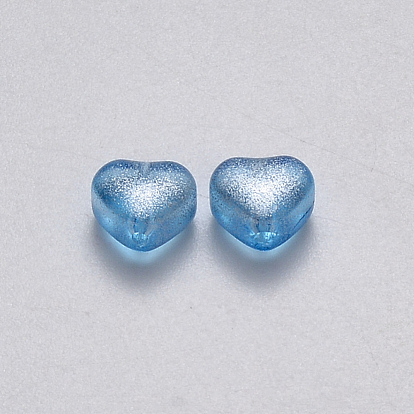 Transparent Spray Painted Glass Beads, Heart, Mixed Style