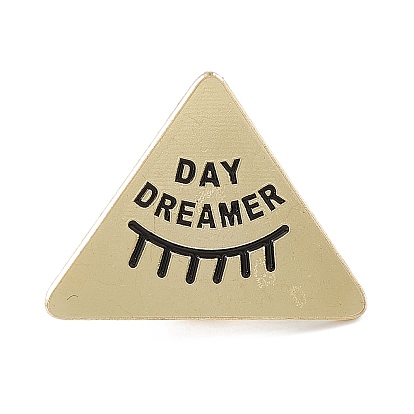 Triangle with Eye Enamel Pin, Light Gold Alloy Word Brooch for Backpack Clothes