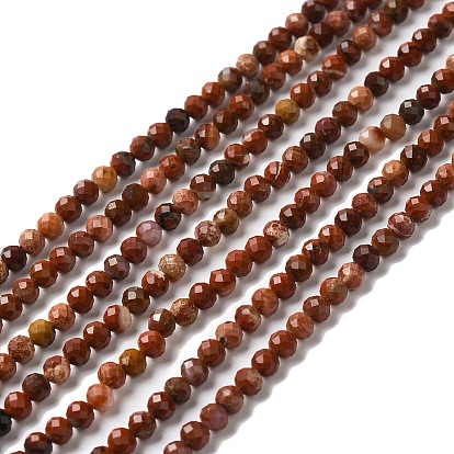 Natural Red Rainbow Jasper Beads Strands, Round, Faceted