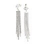 Clear Cubic Zirconia & Crystal Rhinestone Long Tassel Dangle Stud Earrings, Brass Earrings with 925 Sterling Silver Pins for Women