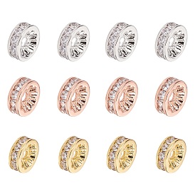 CZ Brass Micro Pave Grade AAA Cubic Zirconia Bead Spacers, Flat Round, Cadmium Free & Nickel Free & Lead Free