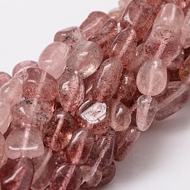 Fraise naturelle pépites de quartz rangées de perles, 6~12x6~8mm, Trou: 1mm, Environ 46~48 pcs/chapelet, 16 pouce