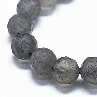 Natural Labradorite Beads Strands, Faceted(64 Facets), Round