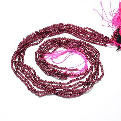 Natural Garnet Beads Strands, Faceted, Round, Cerise, 2mm, Hole: 0.5mm