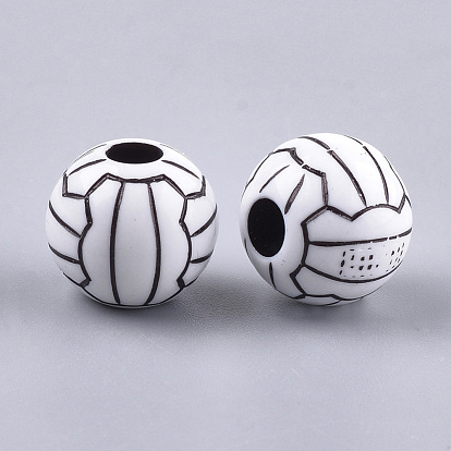 Perles acryliques de style artisanal, perles de sport, volley-ball