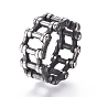 Steampunk Style 304 Stainless Steel Wide Band Rings, Bicycle Chain Shape