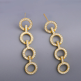 Geometric Circle Earrings with S925 Silver Pin for Women's Fashion and Sophistication (ERR41)