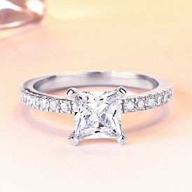 1ct Princess Cut CZ Engagement Ring Set in Sterling Silver - Proposal Wedding Band for Women